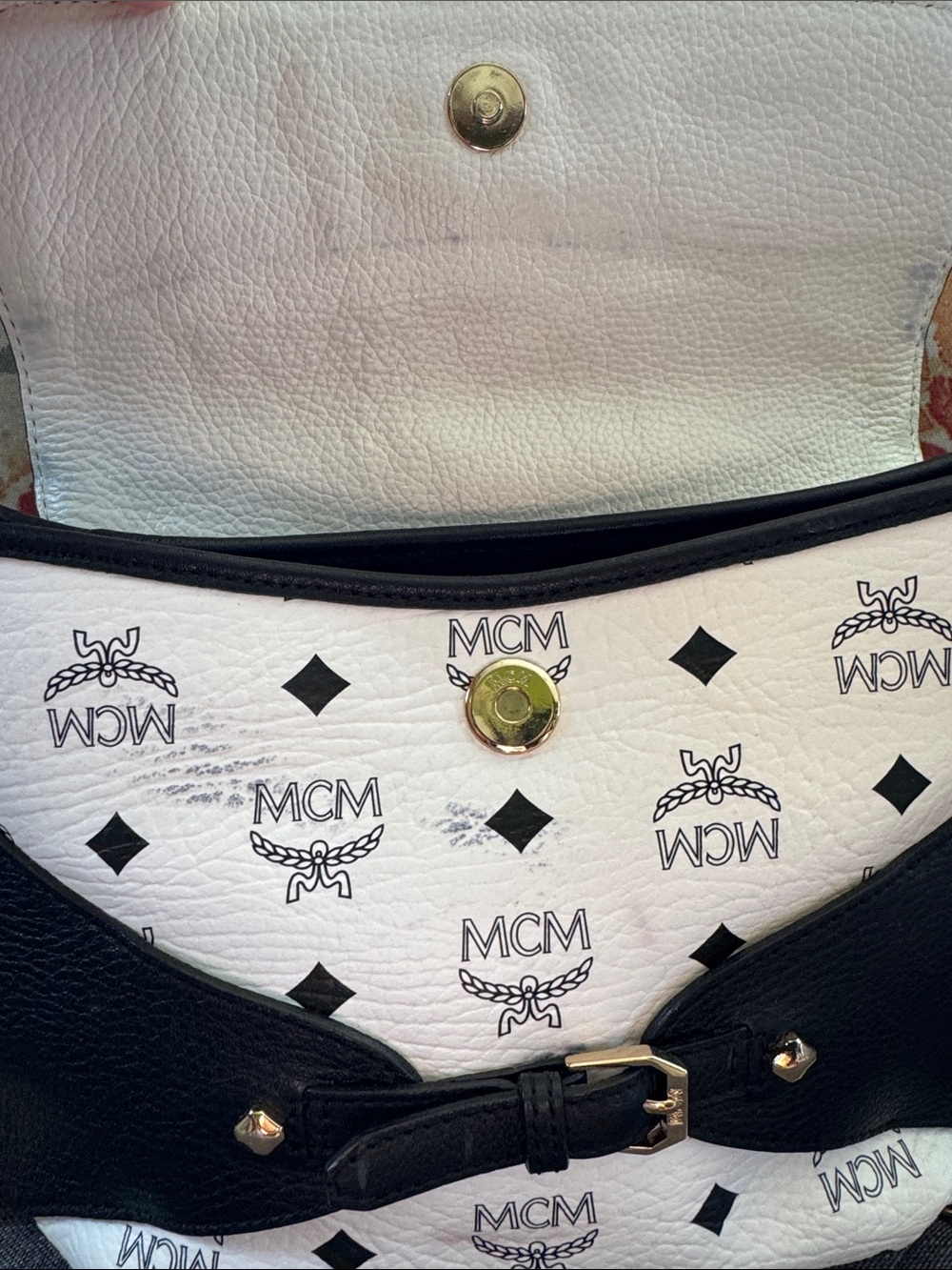 MCM Black & White Monogram Crossbody - Picture 5 of 12